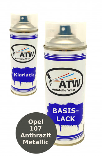 Autolack für Opel 107 Anthrazit Metallic +400ml Klarlack Set